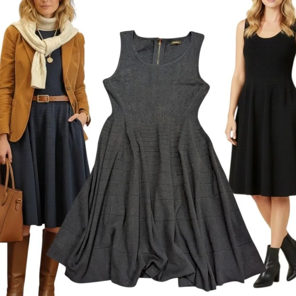 Torrid Navy Sleeveless Fit And Flare Knit Sweater Dress M